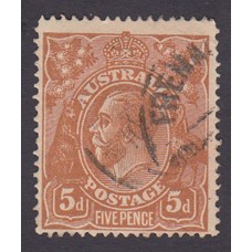 Australian    King George V    5d Chestnut   Single Crown WMK  Plate Variety 1L28